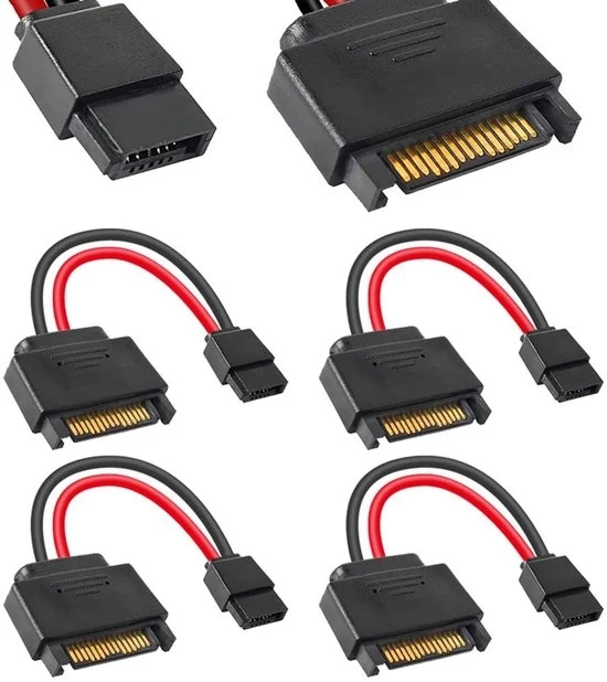 Adattatore 15-pins maschile a 6-pins femminile SATA per dischi rigidi SATA Slimline, lunghezza 30 cm