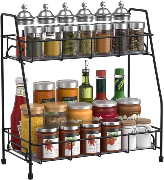 Organizzatore di Erbe - Griglia in Metallo per Cucina - In Piedi - Nero