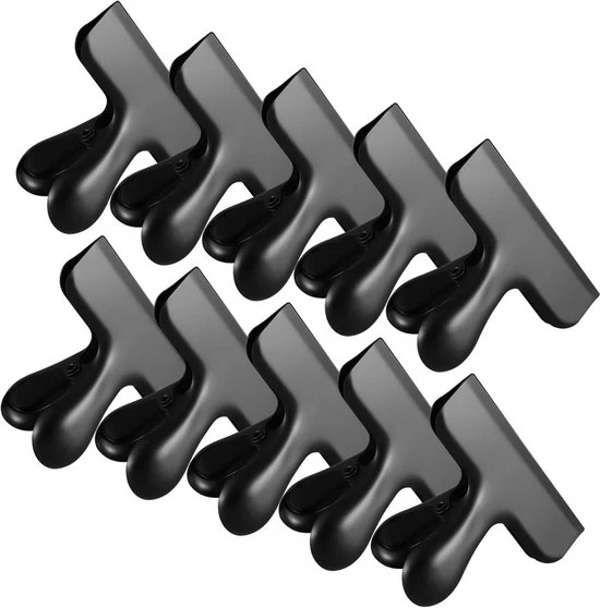 Pacchetto da 10 di clip per contenitori in acciaio inossidabile - Clip per contenitori alimentari - Clip alimentari per sigillare contenitori alimentari - Ideali per uso in cucina, in casa o in ufficio - Dimensioni: 7,8 x 6,3 cm - Nero - 7,8*6,3cm