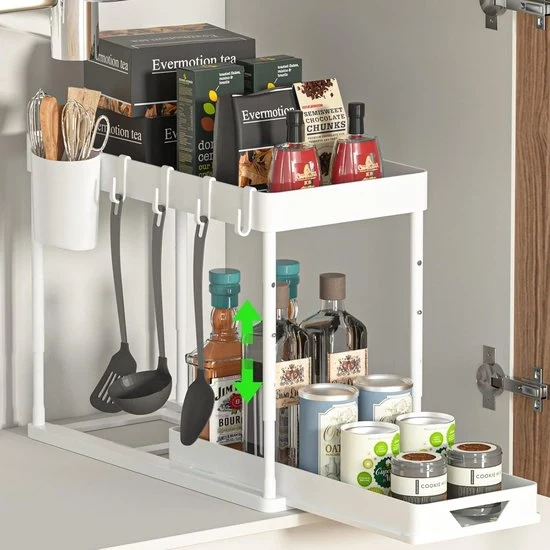 Organizzatore sotto lavabo - 2 piani - bianco - plastica