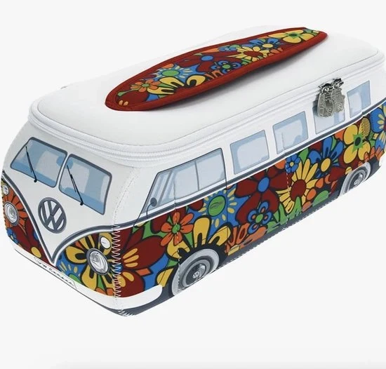 Tas di makeup Volkswagen - Universale tas per cosmetici - Tas con zaino, astuccio per pennarelli e tasca per medicinali - Design T1 Bulli Bus (Fiori/Multi)