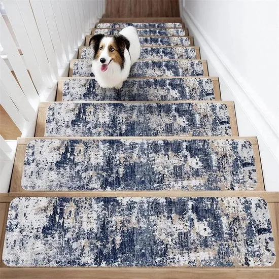 26x80CM Tappeto Trappatoio - 15 Pacchi - Trappatoio Antiscivolo - Tappeto Trappatoio Rimovibile - Tappeto Bagnato Resistente - Tappeto di Soffitto Rapido asciugante - Sicuro per Bambini, Anziani e Animali domestici - blu Tie-dye