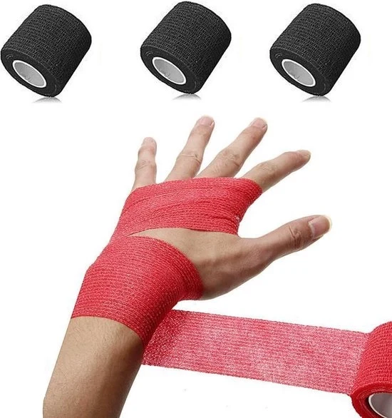 3 pezzi di nastro adesivo sportivo autoadesivo 450 cm nero - fasciatura - cerotto - nastro adesivo sportivo - adatto per contusioni e gonfiori di mano e animale (7,5 cm x 4,5 m) - nero 7,5 cm x 4,5 m