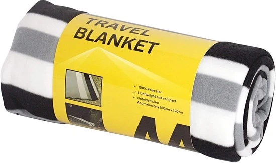 Fleece Leggero - Comodo e Pratico - 1 pezzo - Nero Bianco Grigio Strisce - 150cm x 120cm