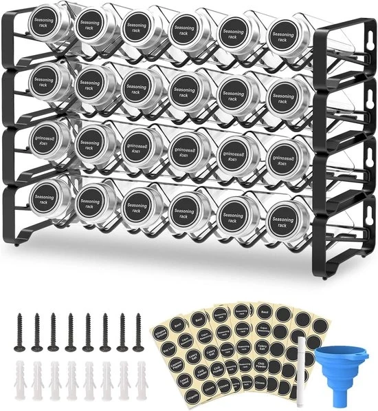Set di erbe con 24 contenitori per erbe - completo set per cucina - 4 piani