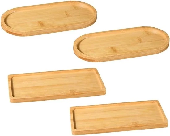 Tavoli di servizio in bambù - 4 pezzi - piatti di servizio per cucina