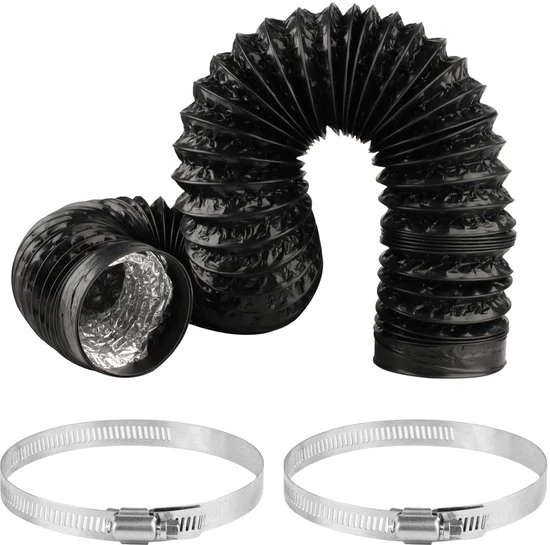Serpentina di scarico flessibile in PVC - 100 mm - Nero - 2 m - Per ventilazione e aspirazione