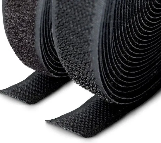Veloce per cucito e artigianato nero 20 mm largo - 5 m rotolo anelli e 5 m rotolo gancio - non adesivo - tavola di apprendimento per bambini
