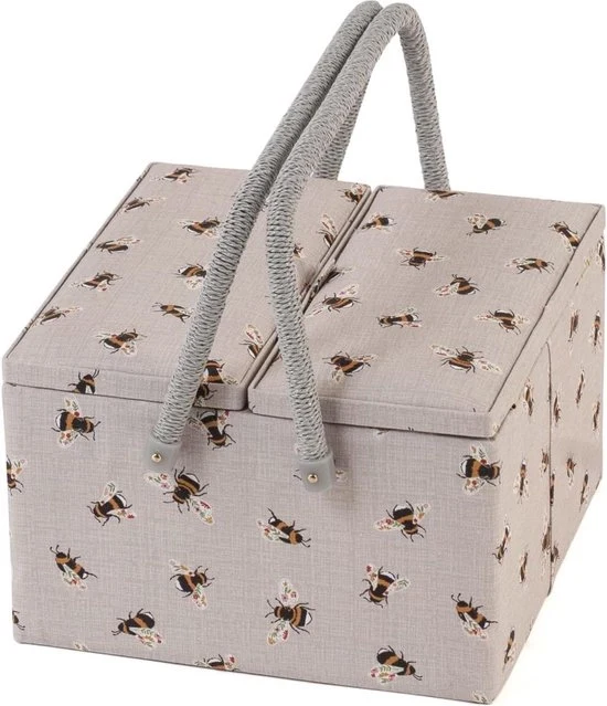 Regalo per hobby - Grande cassetta di cucito con cassetta accessori e cuscino spilli - Maniglie in PVC - 25 x 25 x 17 cm Cassetta di cucito