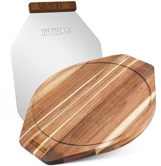Set di Pizzabord e Pizzaschep in Alluminio e Acacia