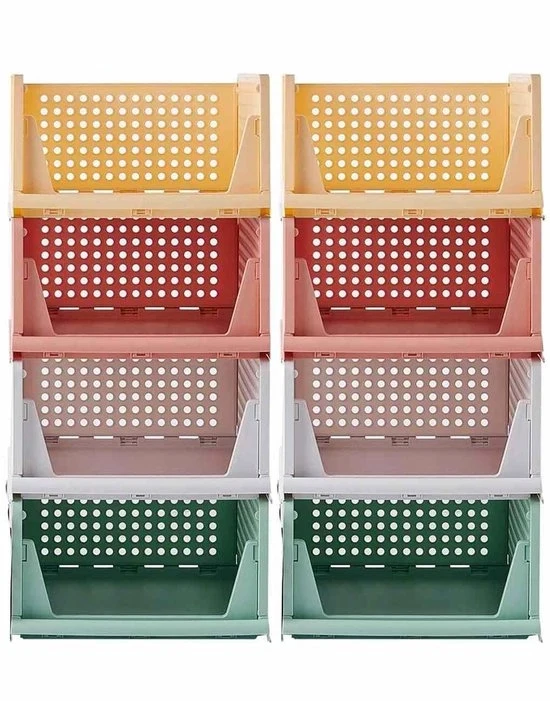 Organizzatore per Armadi - Scatole Stivabili per Abiti - 8 Pezzi - Plastica - 43 x 33 x 72 cm