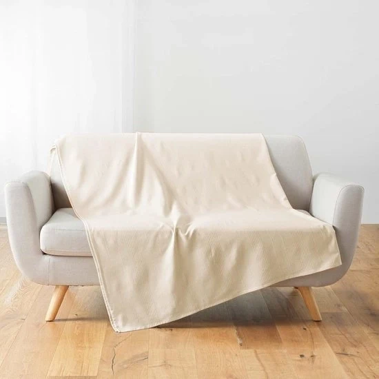Tessuto plaid facile da mantenere - 1 pezzo - naturale - 180 x 220 cm
