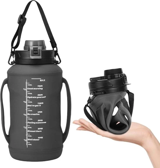 Ottima borsa acqua siliconica pieghevole - Lekvrij e trasportabile - 2 litri - nero