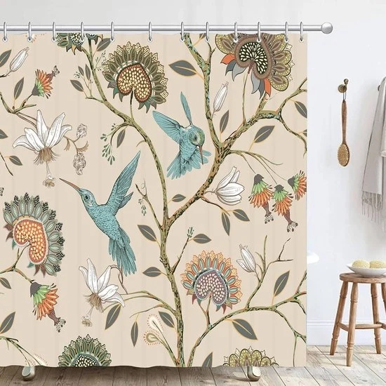 Douchegordijn anti muffa - impermeabile - 180 x 180 cm - poliestere - stampa fiori