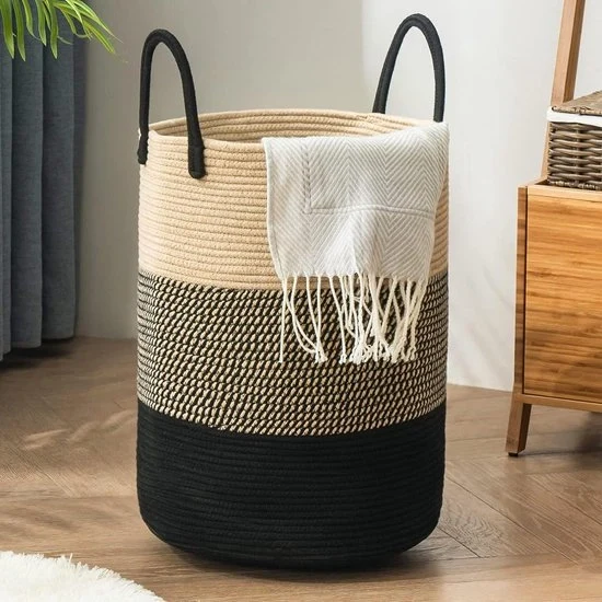 Wastino a mano - contenitore per la biancheria - unico pezzo - Z-blu - cotone