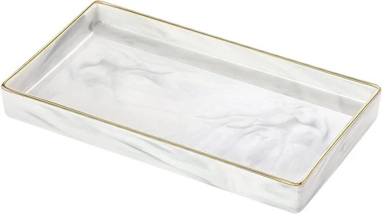 Scatola di gioielli in marmo - Organizzatore decorativo - 1 pezzo - Bianco - Ceramica