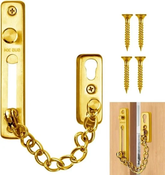 Catena di sicurezza per porte - Protezione contro furti per abitazioni - Color oro