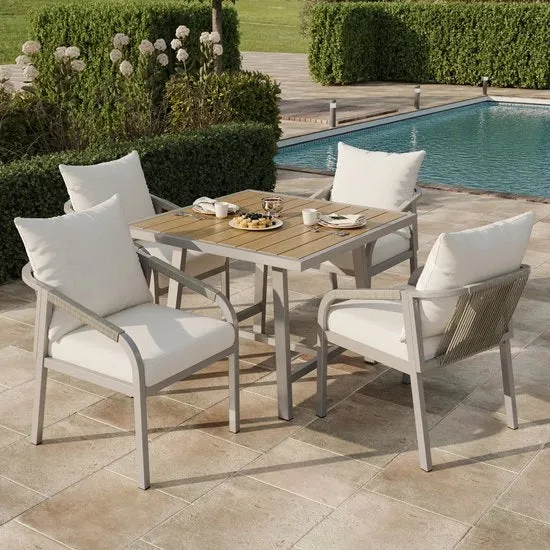 Sedia Esterna - 4 Posti - Struttura in Acciaio - Cappuccio Kaki Beige - Per Esterni