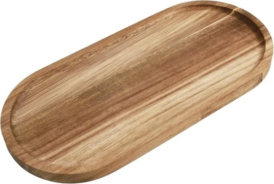 Dienblad in legno ovoidale - decorativo - versatile - 1 pezzo - acacia - 30 x 14 x 1,5 cm
