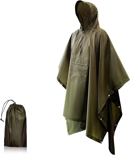 Poncho impermeabile unisex - 3 in 1 multifunzionale - adatto per attività all'aperto