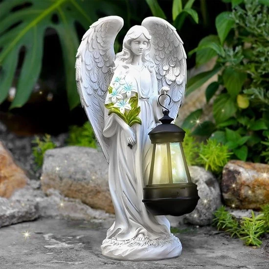 Decorazione solare per giardino - angelo protettore con lampada - resistente alle intemperie