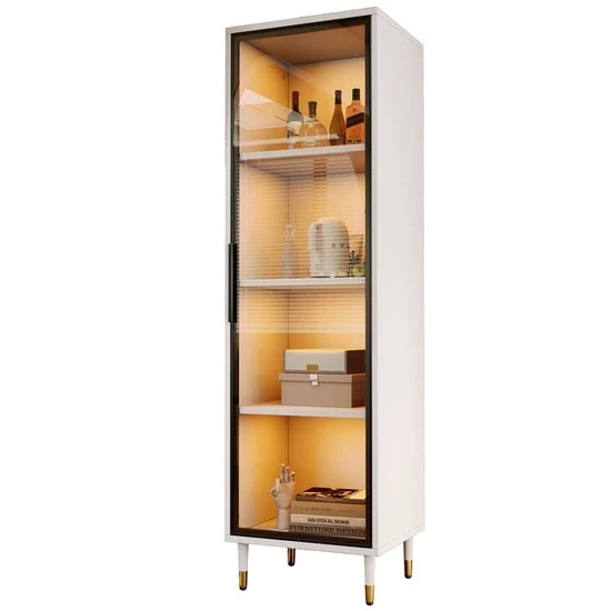 Comodino con illuminazione LED - vetrata - 170 cm alto - ripiani per libri
