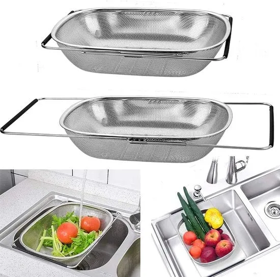 Vergialetto in acciaio inossidabile a forma ovale - Fino setaccio per scarico e pulizia - 1 pezzo - Realizzato in acciaio inossidabile