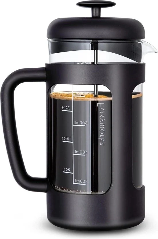 Caffettiera a frizione 1000ml con vetro borosilicato termoresistente.