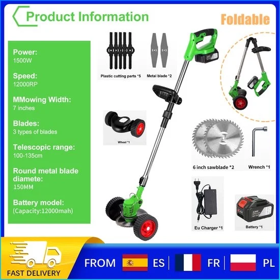 Trimmer elettrico 3-in-1 - Opvouwabile - 1500W - Batteria 12000mAh