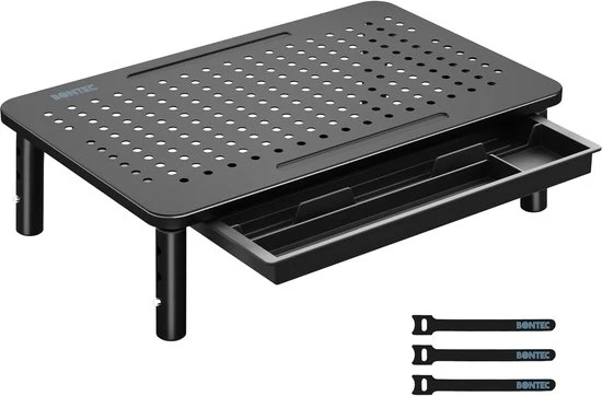 Monitor Stand Alto Regolabile con Alimentazione - Altezza Regolabile per Monitor PC Laptop Computer fino a 20KG