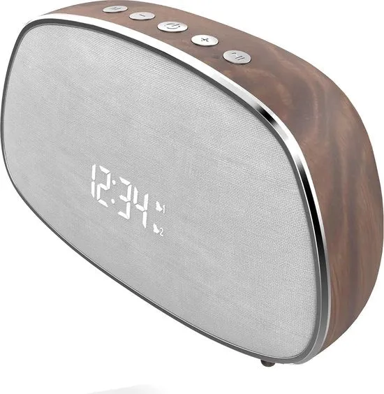 Alarme da Sveglia con Altoparlante 5 W in Legno Scuro