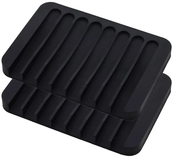 Bacchetta di sapone in silicone - Supporto antiscivolo per bagno - 2 pezzi - Nero