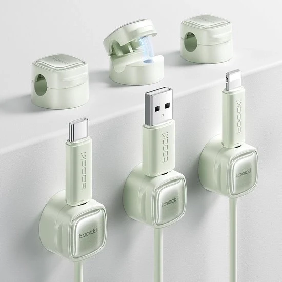 Houder di cavo autoadesivo - Gestione cavo magnetica - 6 pezzi - Bianco