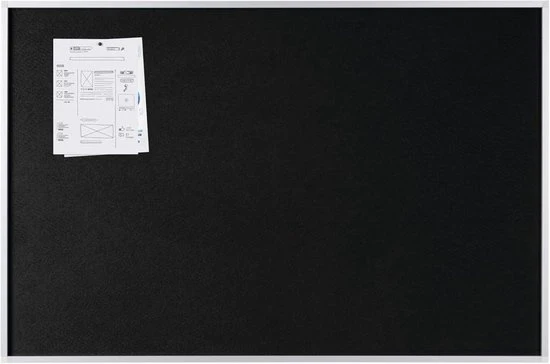 Telaio di vetro Prikbord - Struttura in alluminio - 90 x 60 cm - Nero
