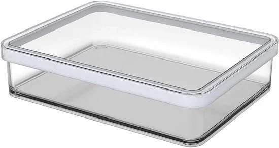 Scatola di stoccaggio rettangolare - BPA libero - 1 unità - trasparente/bianco - plastica - 1l