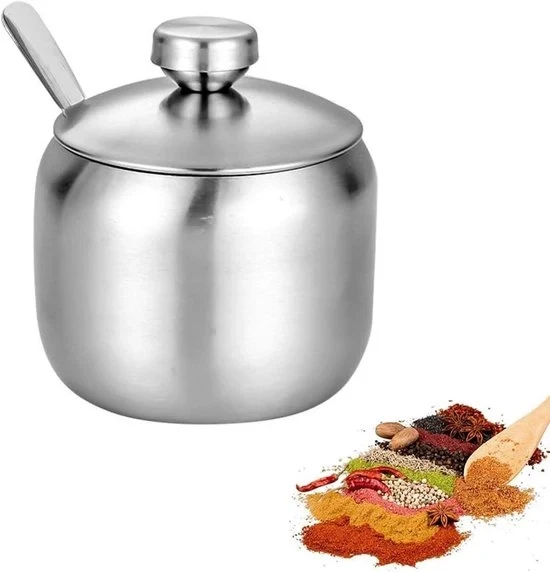 Set di contenitori in acciaio inossidabile per zucchero e spezie - versatile per uso domestico o bar - 3 pezzi - argento