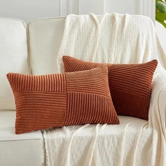 Decoratieve corduroy fluwelen kussenslopen - set van 2 - 30 x 50 cm - chic ontwerp