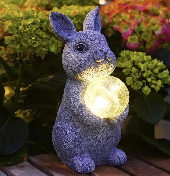 Decorazione di Giardino con Luce - Statua di Coniglio con Lampada - Illuminazione Esterna Resistente al Tempo - Decorazione di Giardino per Giardino, Balcone e Terrazza Modello: Luminosità: Materiali: Dimensioni: Peso: Garanzia: