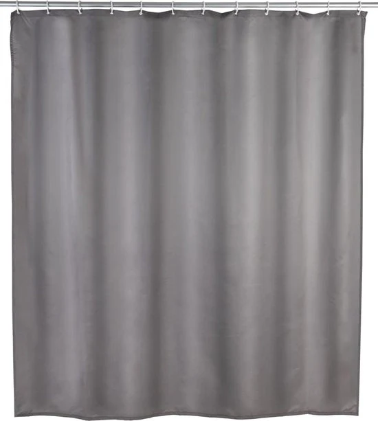 Douchegordijn antibatterico effetto grigio - impermeabile - lavabile - 12 anelli