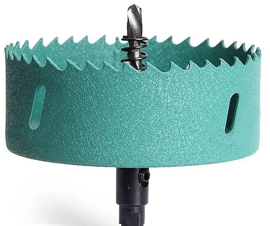 Gatzaag Bi-Metallo 200 mm con Trapano a Gatto per Legno Acciaio Inox Plastica Gesso Vetroresina 1 pezzo Verde