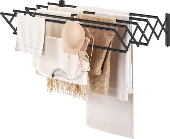 Lampada da soffitto pieghevole - fissaggio alla parete - asse da asciugamani da bagno - nero - metallo robusto - L