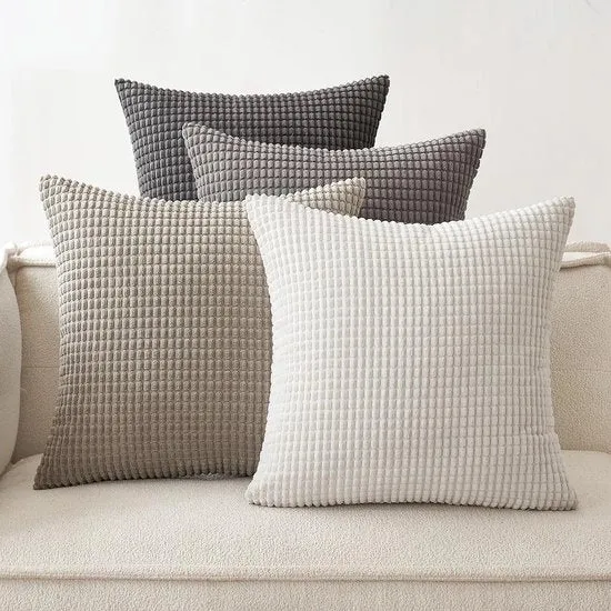 Set di cuscini decorativi da 4 pezzi - Piume soffici e confortevoli - 40 x 40 cm - Grigio