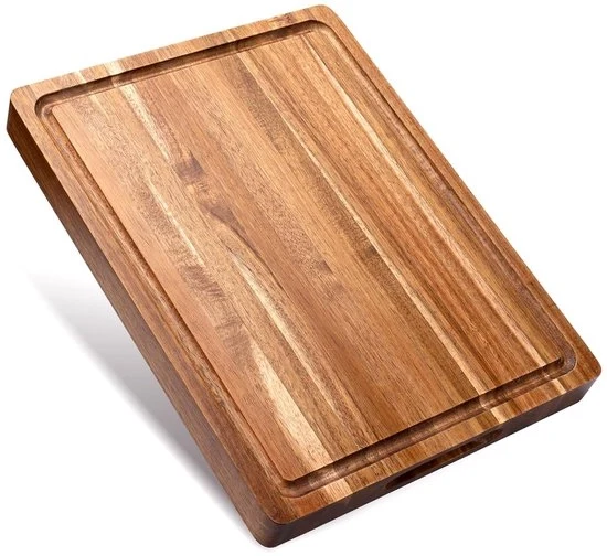 Piastra di taglio in acacia - Blocco di carne con fessura per il sangue - 40,6 x 30,5 cm