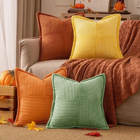 Set di cuscini patchwork corduroy - 4 pezzi - 40x40 cm - morbidi e sostenibili