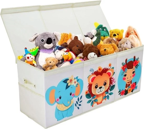 Cassa di archiviazione Oxford pieghevole con contenitore a maglie per giocattoli per bambini - 96 x 32 x 40 cm - cassa di giocattoli con coperchio e maniglie per armadio di giocattoli da camera
