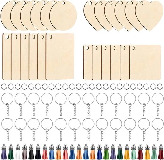 Sostegni per Chiavi in Legno - Fai da Te - 96 Pezzi - Bianco - Legno Naturale