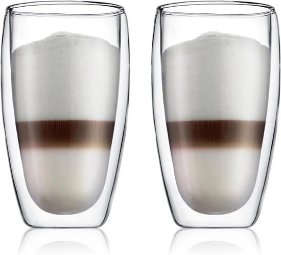Set di bicchieri vetro espresso a doppia parete trasparente isolanti per cappuccino