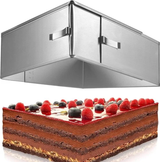 Bacchetto regolare - 8 cm alto bacchetto in acciaio inossidabile - forma rettangolare - forma di torta angolata - cottura - torte stratificate