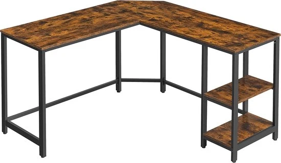 Scrivania - L con angolo - scrivania con 2 pannelli - tavolo da ufficio spazievenditore in progetto industriale - gaming - montaggio semplice - stile vintage marrone nero