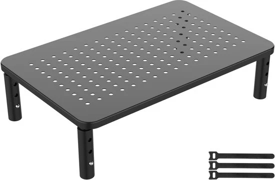 Monitor Verstelbaar con 3 Posizioni di Altezza – Monitor Elevatore per Laptop e Computer fino a 20 kg – Nero